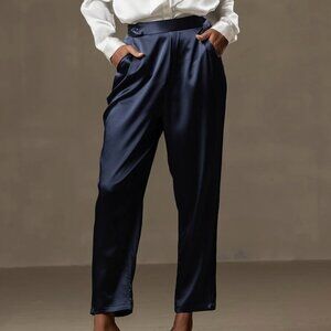Women's 19Momme Silk Silky High Waist Tapered Pants NWT